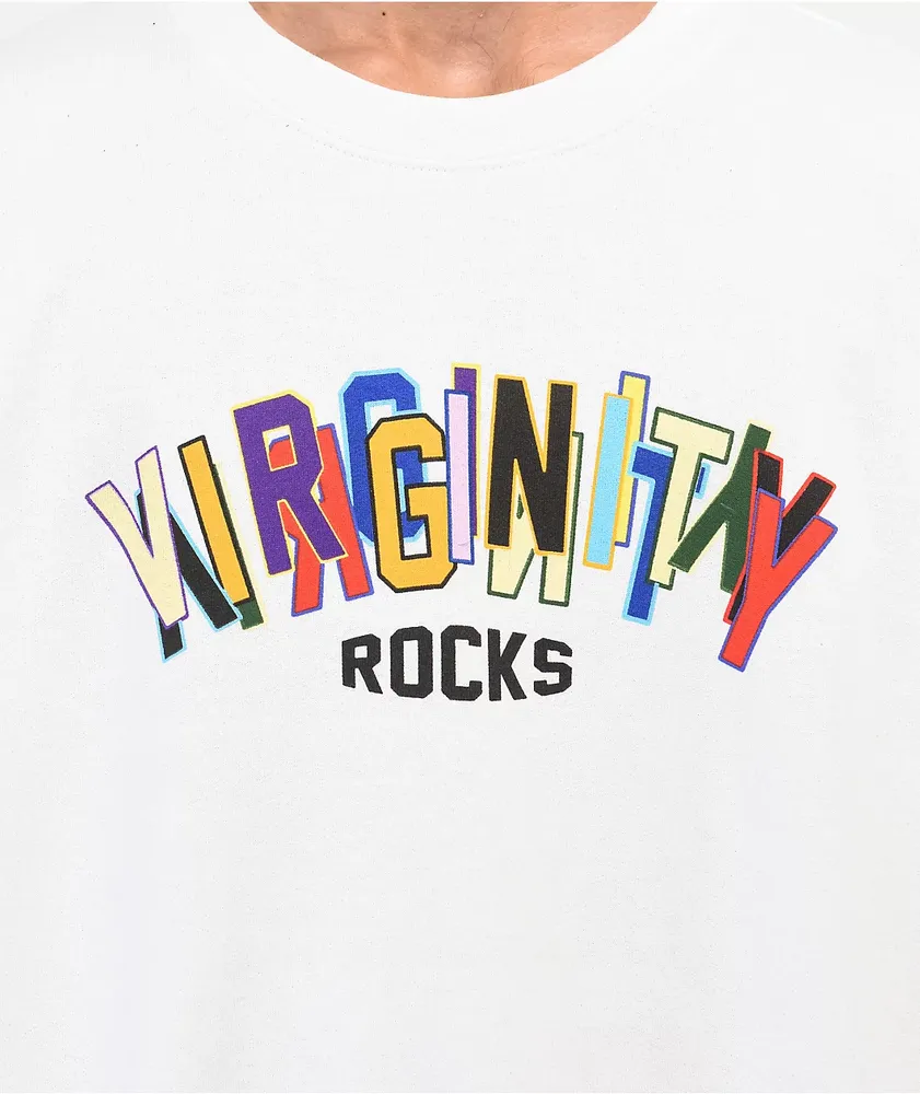 Danny Duncan Virginity Rocks Stacked White Crewneck Sweatshirt