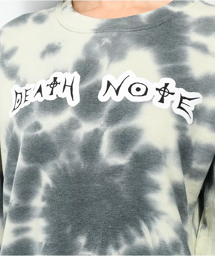 Desert Dreamer x Death Note Wings Grey & Cream Tie Dye Crewneck Sweatshirt