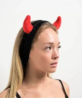 Devil Black & Red Plush Headband