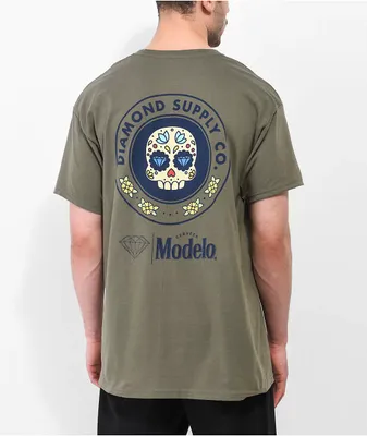 Diamond Supply Co. x Modelo Sugar Skull Green T-Shirt