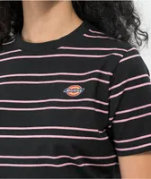 Dickies Black & Pink Stripe Crop t-Shirt