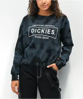 Dickies Blue & Black Tie Dye Cropped Crewneck Sweatshirt