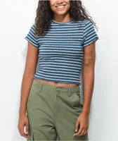 Dickies Blue Stripe Crop T-Shirt