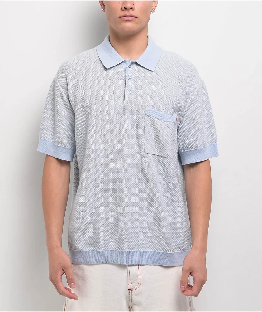 Dickies Rocky Blue & White Knit Polo Shirt