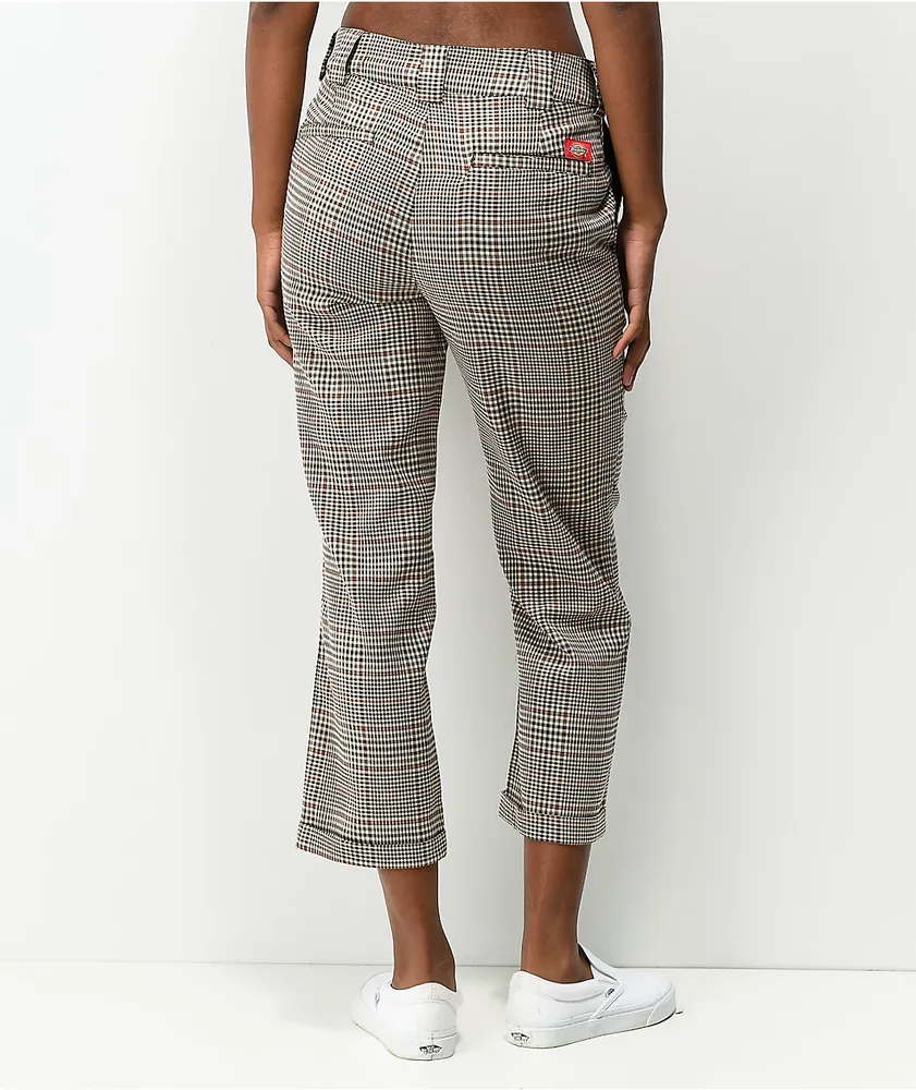 Dickies Roll Hem Tan Plaid Pants