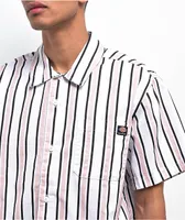 Dickies Skateboarding Relaxed Cooling White & Lotus Stripe Button Up Short Sleeve Shirt