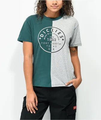 Dickies Split Up Forest Green and Heather Grey Boyfriend T-Shirt