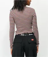 Dickies Tan Stripe Long Sleeve Crop T-Shirt