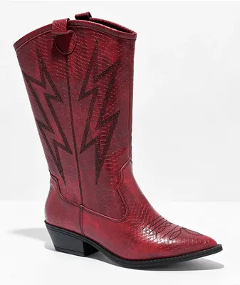 Dirty Laundry Josea Magic Snake Red Cowboy Boots