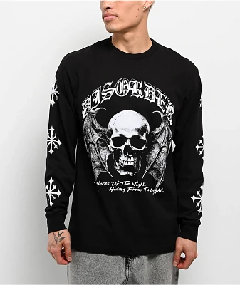 Disorder Skull N Wings Black Long Sleeve T-Shirt