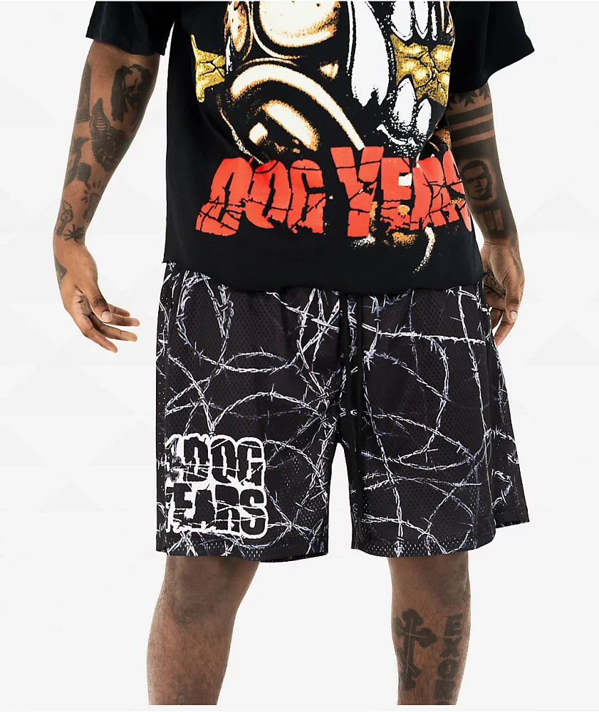 Dog Years Barbed Wire Black Mesh Shorts