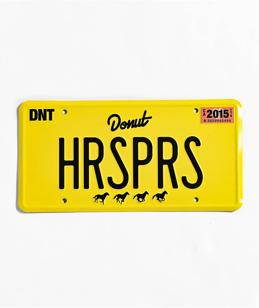 Donut HRSPRS Yellow License Plate