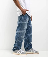 Donut Logo Double Knee Blue Wash Jeans