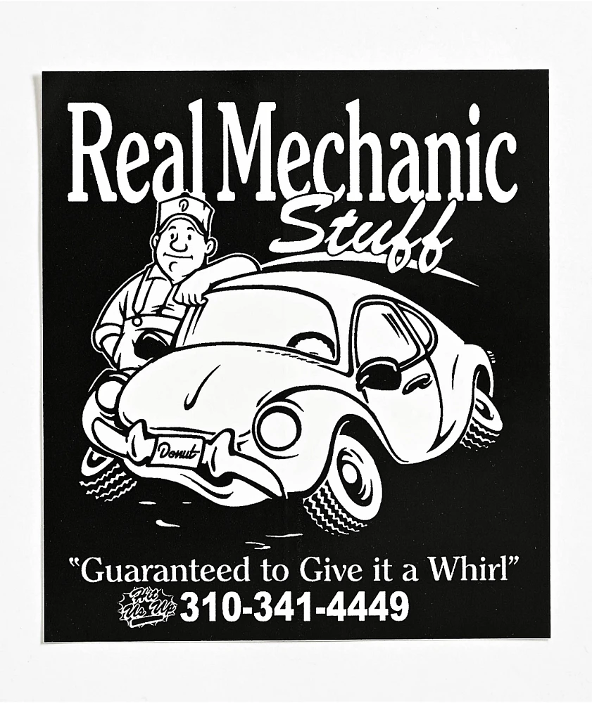 Donut Real Mechanic Stuff Black Sticker