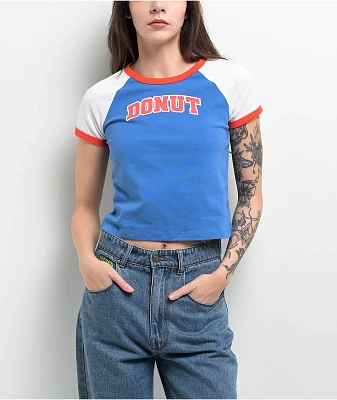 Donut Red, White, & Blue Raglan Crop T-Shirt