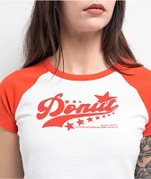 Donut Star Red & White Raglan Crop T-Shirt