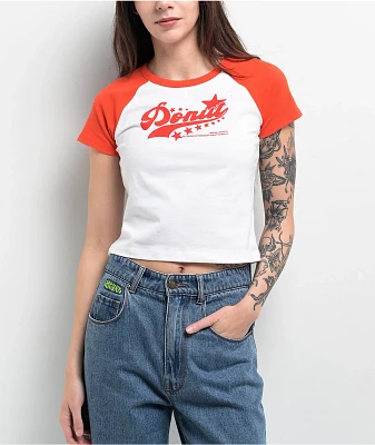 Donut Star Red & White Raglan Crop T-Shirt