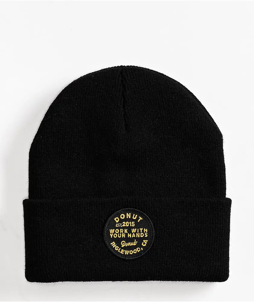 Donut Work With Your Hands Black Beanie