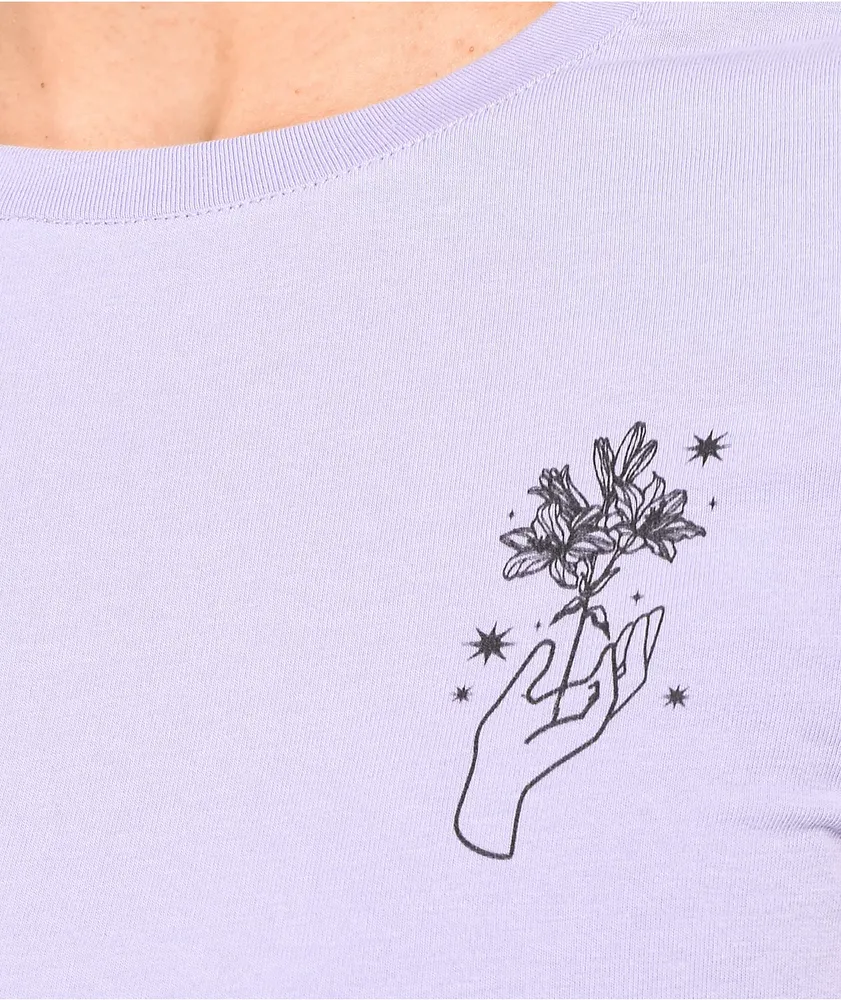 Dravus Bloom Handed Lavender Crop T-Shirt