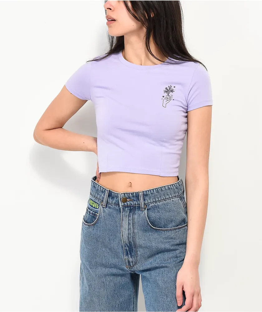 Dravus Bloom Handed Lavender Crop T-Shirt