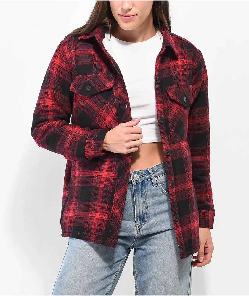 Dravus Cairn Red & Black Sherpa Flannel Shirt