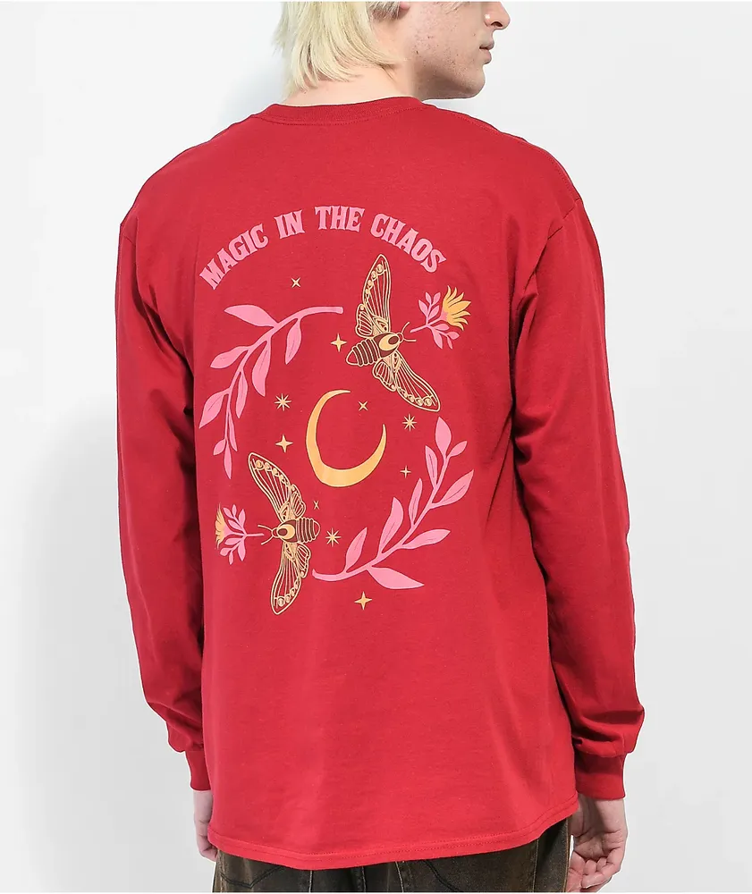 Dravus Chaos Magic Burgundy Long Sleeve T-Shirt