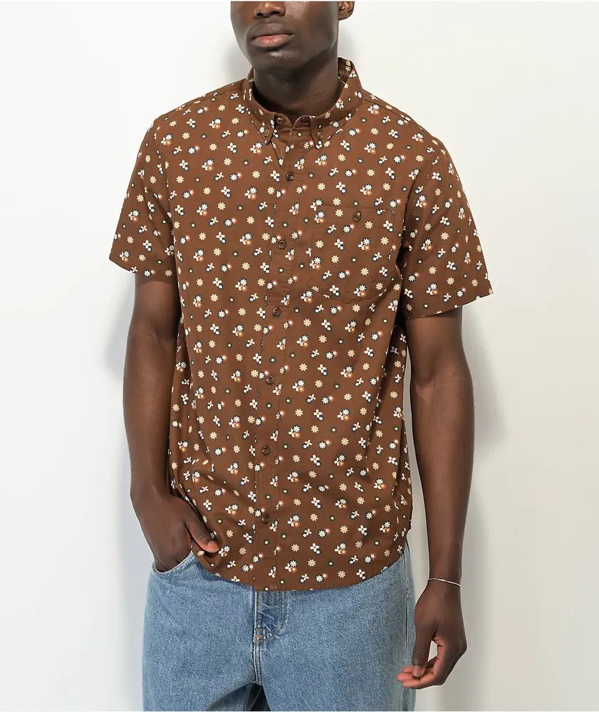 Dravus Everett Brown Short Sleeve Button Up Shirt