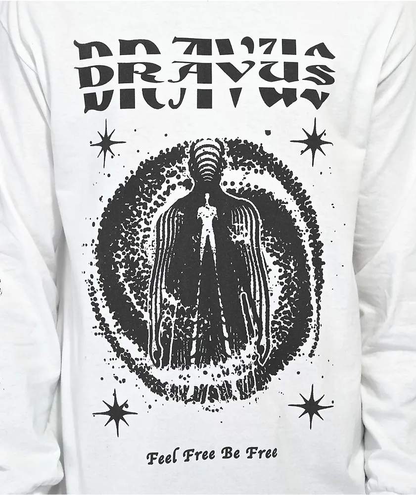 Dravus Feel Free Be Free White Long Sleeve T-Shirt
