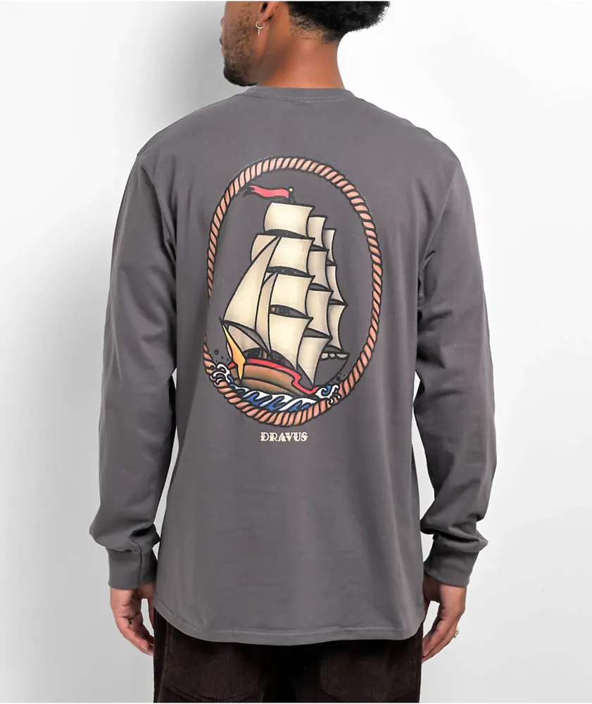 Dravus Sink Or Swim Charcoal Long Sleeve T-Shirt