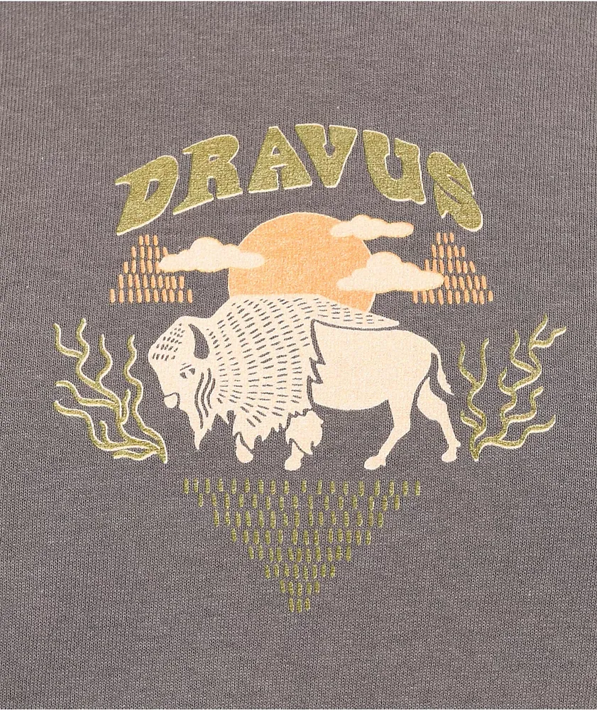 Dravus The Buffalo Charcoal Grey Long Sleeve T-Shirt 