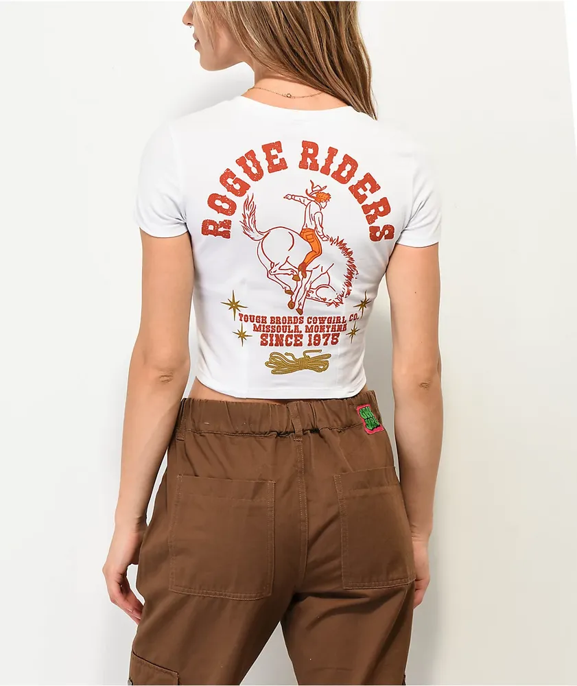 Dravus Tough Broads White Crop T-Shirt