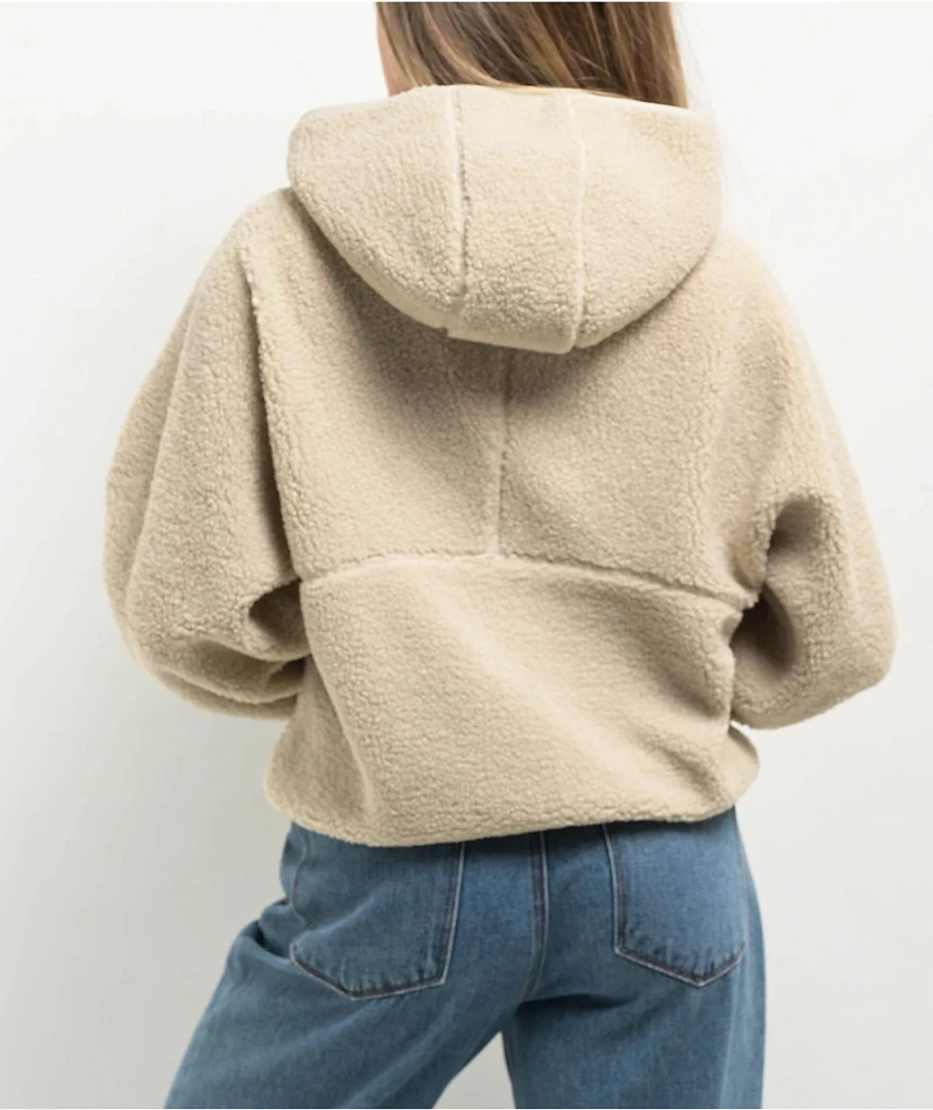 Dravus Vista Beige Sherpa Zip Hoodie