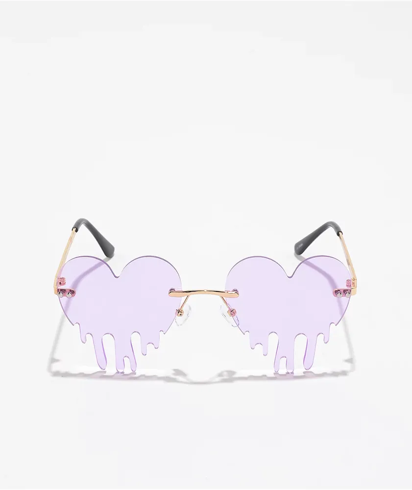 Dripping Hearts Purple & Gold Sunglasses