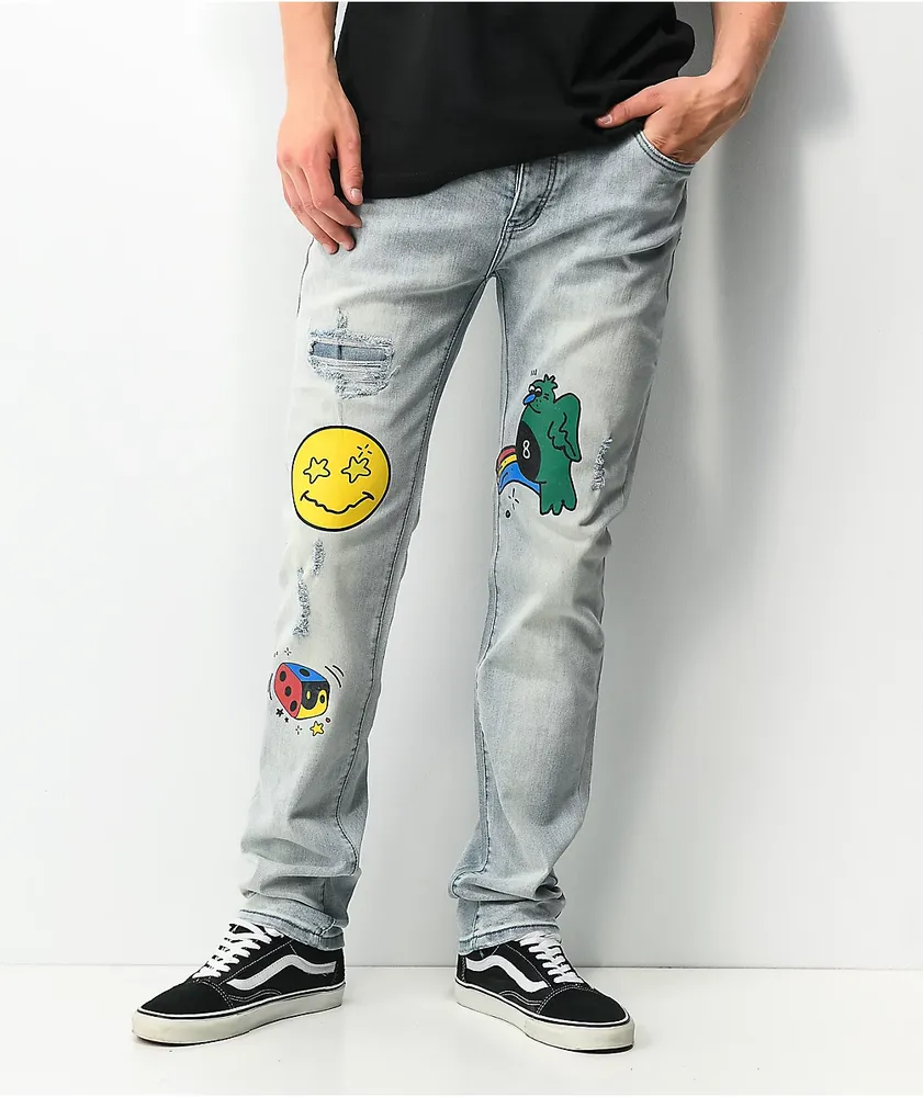 Dript Denim D.1003 Doodle Casino Blue Skinny Jeans