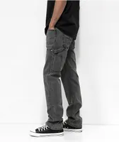 Dript Denim Decorated Black Wash Double Knee Carpenter Pants