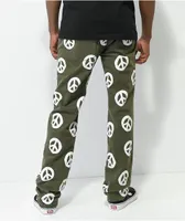 Dript Denim Peace Olive Green Wide Leg Jeans