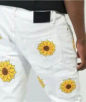 Dript Denim Sunflower White Carpenter Skinny Jeans