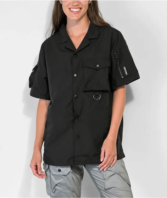 Empyre Tate Floral Black Short Sleeve Button Up Shirt