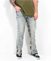 EPTM Camo & Light Blue Flare Denim Jeans