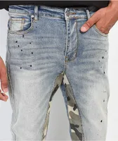 EPTM Camo & Light Blue Flare Denim Jeans