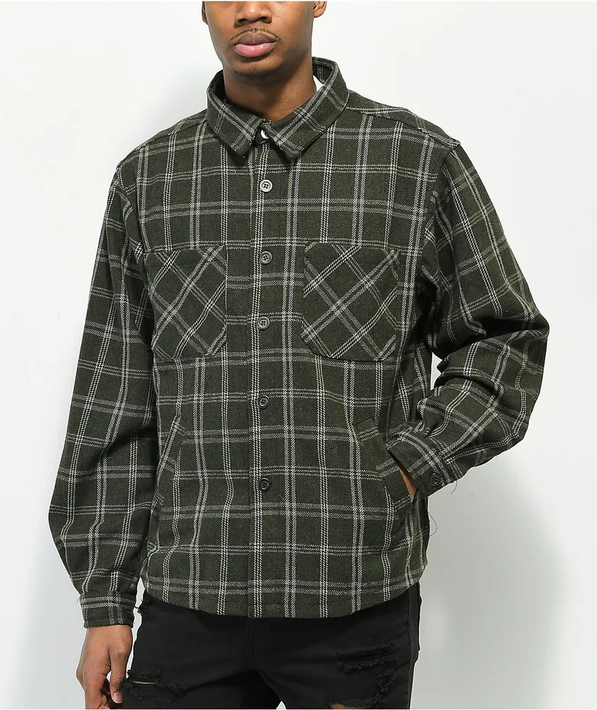 EPTM Slit Dark Olive Flannel Shirt