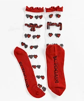 Ectogasm Heart Red Sheer Crew Socks