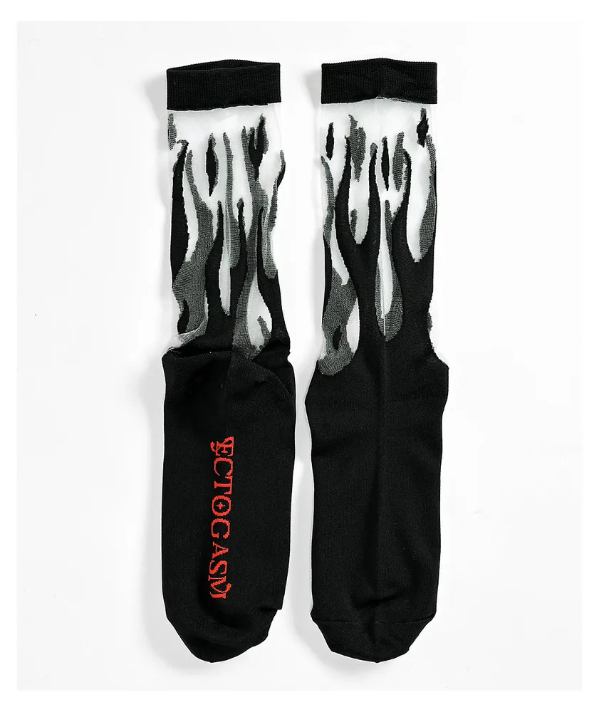 Ectogasm Sheer Flame Black Crew Socks
