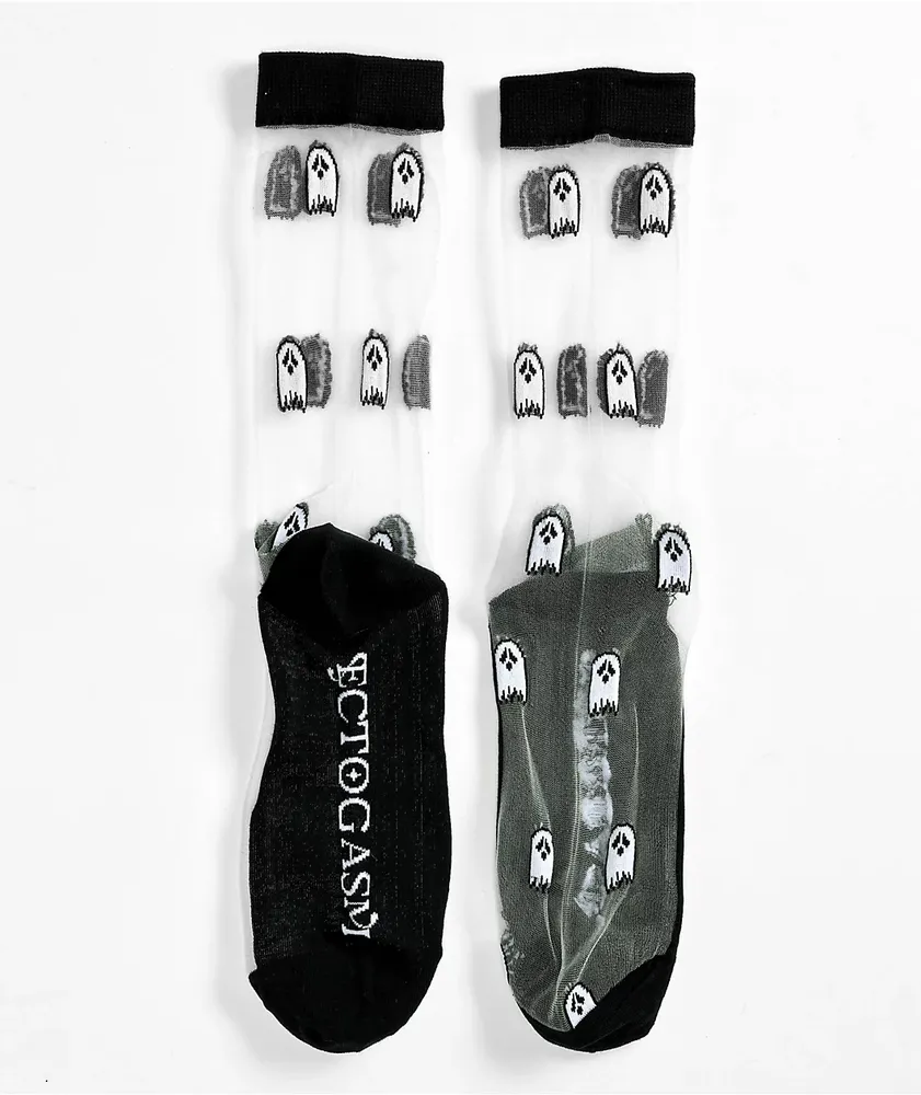 Ectogasm Sheer Ghost Black & White Crew Socks
