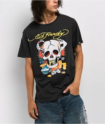Ed Hardy Ace Skull Charcoal T-Shirt