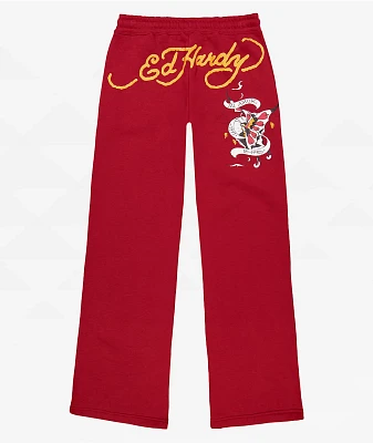 Ed Hardy Amour Butterfly Wine Sweatpants