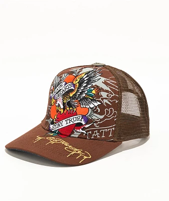 Ed Hardy Brave Eagle Brown Trucker Hat