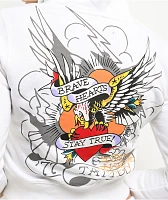 Ed Hardy Brave Eagle Y2K White Crop Zip Hoodie