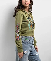 Ed Hardy Butterflies Y2K Olive Crop Zip Hoodie