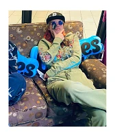 Ed Hardy Butterflies Y2K Olive Crop Zip Hoodie